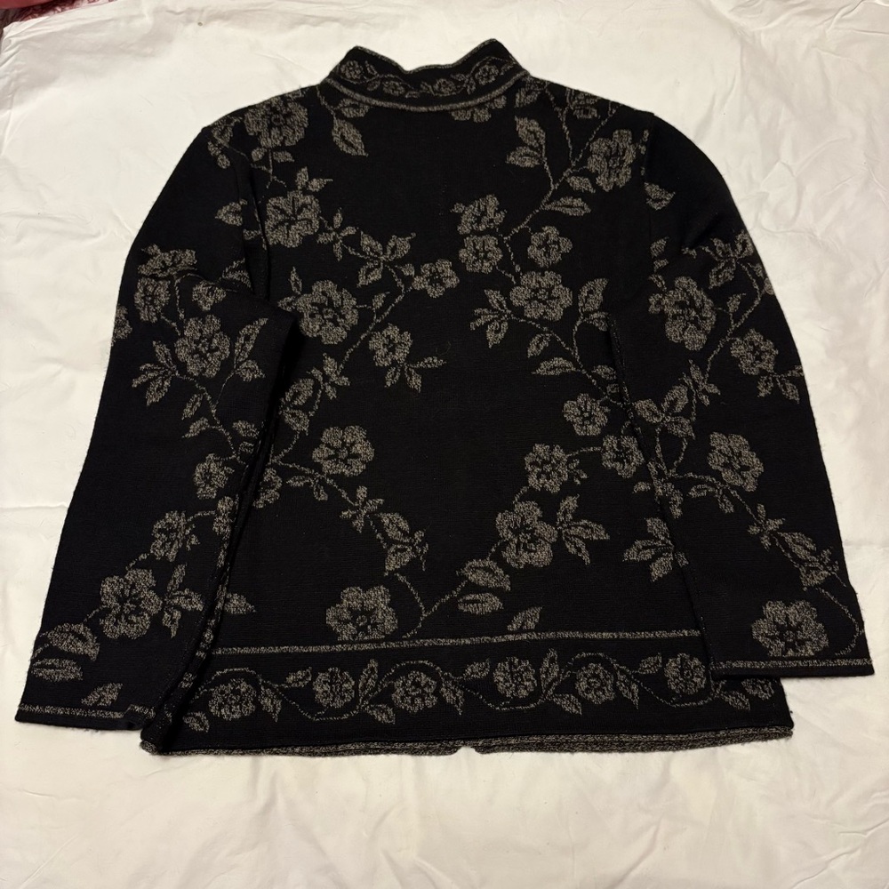 Talbots wool Cardigan Black & Golden Tan - Picture 4 of 13